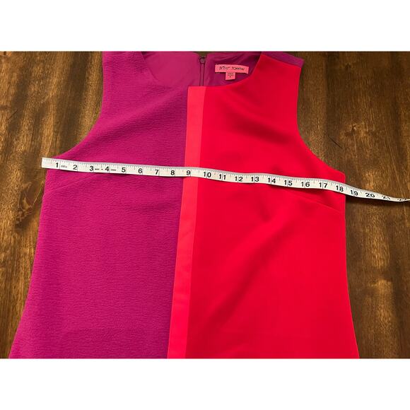 Betsey Johnson Women’s Fuchsia Red Colorblock Sleeveless Scuba Crepe Dress 8 - Picture 10 of 11